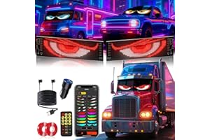 YOUBISON 2PCS 23"x5" Devil Eyes Light for Windshield-Dual Screen Sync, Led Eyes for Cars/Trucks/SUVs/RV Windshield with APP Control, Custom Text, Animations & Graphics (23x5 Inch-2PCS)