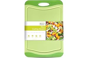 RAJ UNIQUE COLLECTION Raj Plastic Cutting Board Reversible Cutting board, Dishwasher Safe, Chopping Boards, Juice Groove, Large Handle, Non-Slip, BPA Free (Small (11.42" x 7.87"), Lime Green)