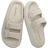 BenSorts Pillow Sandals for Women Men Thick Sole Adjustable Buckles EVA | Cushioned Slides, Cloud-like softness, Foot Pain Relief, Quick Drying