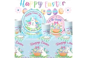 Moerstar 82 Pcs Easter Paper Plates, Easter Plates and Napkins, Easter's Party Decorations