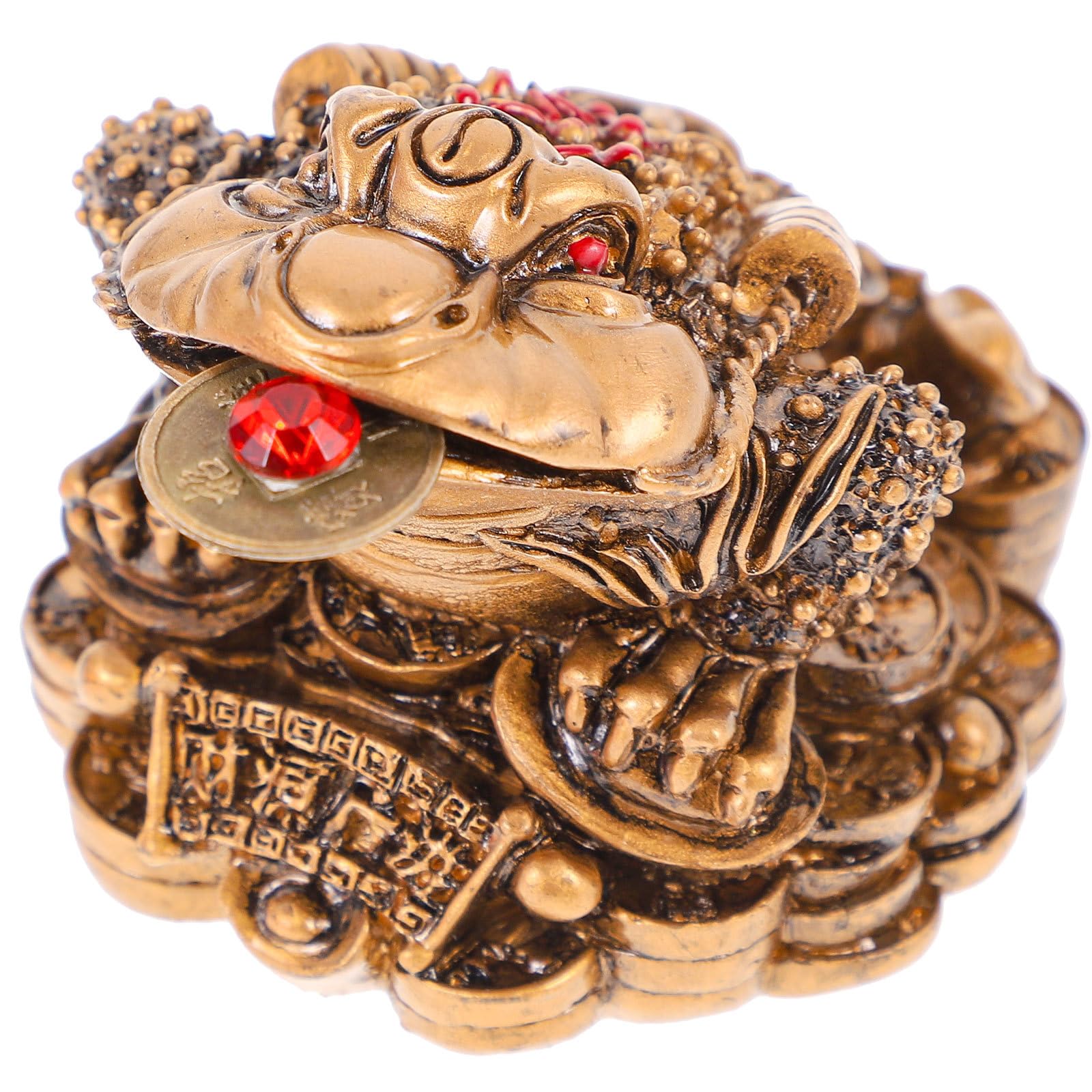BESPORTBLE Money Frog Statue Feng Shui Wealth Figurines Tabletop Decorative Ornaments for Office Home (Bronze)