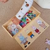 Jaques of London Safe Wooden Puzzle Rabbit Family Dress Up 72 outfits UKCA view 4