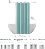 Shower Curtain Turquoise 122 x 182cm with Metal Hooks view 5