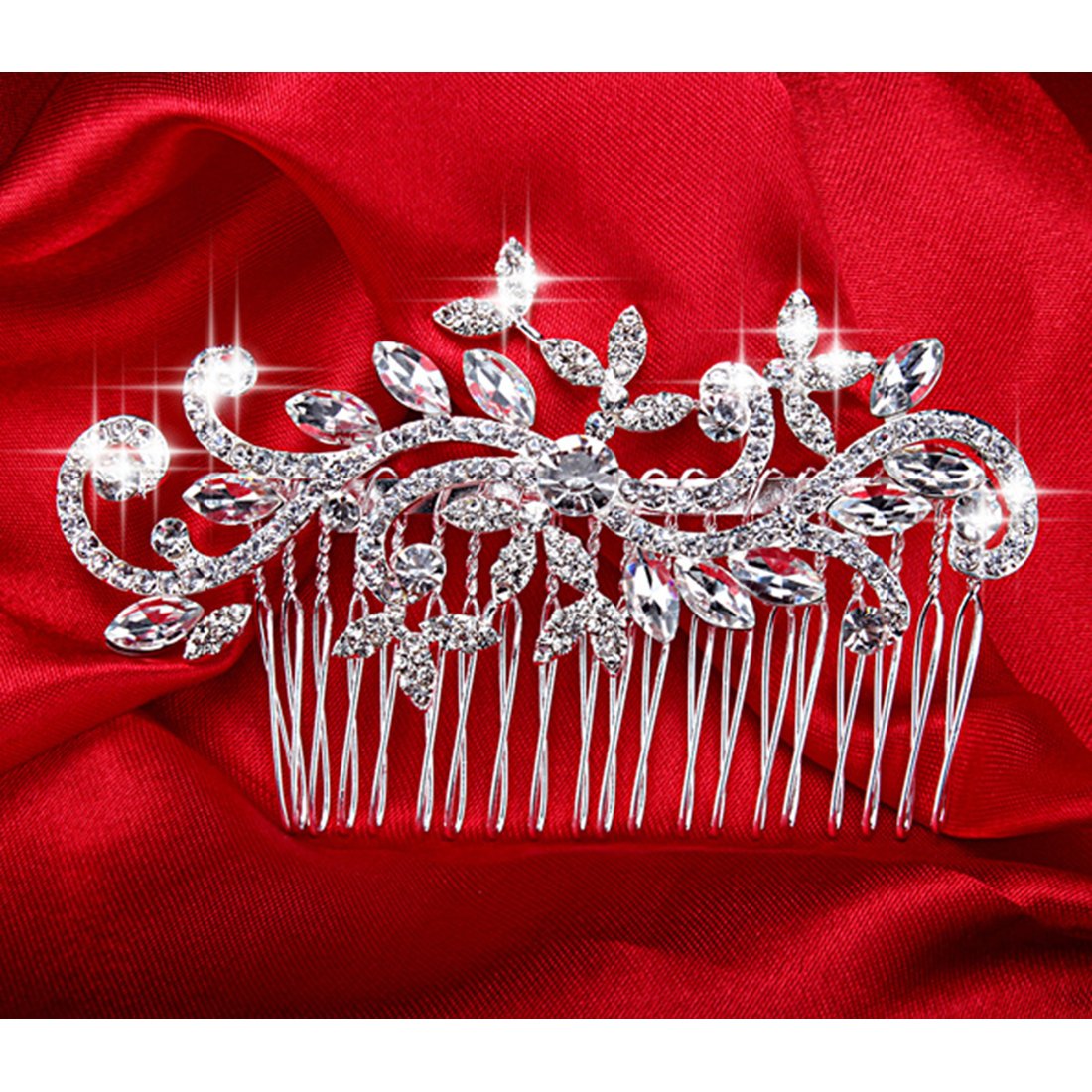 Dooppa Hair Comb Bridal Wedding Flower Rhinestones Women Hair Comb