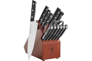 HENCKELS Everedge Dynamic 14 Piece Serrated Stainless Steel Knife Block Set - Professional Cutlery Set, Knives for Chopping, 