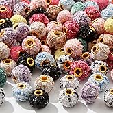 BERMRO 50pcs Fuzzy Faux Fur Poms Beads Colorful Soft Fluffy Beads for DIY Crafting Necklace Bracelet Jewelry Making Keychain (color5)