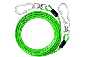 jenico Dog Tie Out Cable: 10 ft Dog Lead for Yard - Heavy Duty Chain Leash Outside for Small Large Dogs Up to 500 lbs - Outdoor Dog Runner Tether