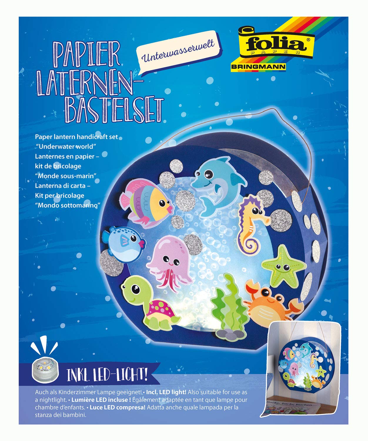 Folia 68105 Underwater World Lantern Kit with Lantern Rod and LED Light Multi-Coloured