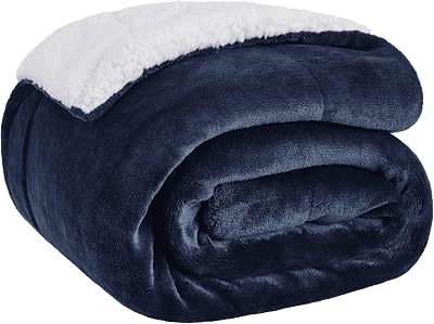 Bedsure Sherpa Fleece Throw Blanket Navy 150x200cm Twin/Double