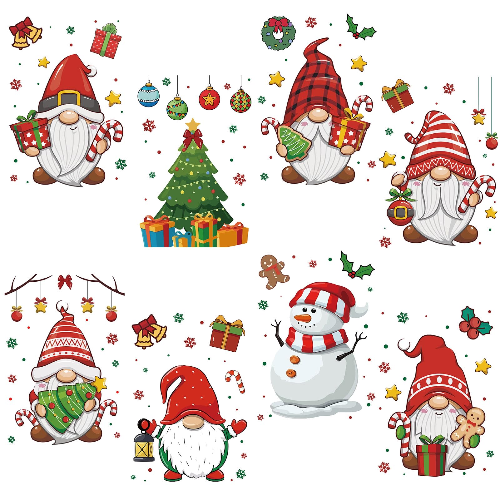CRASPIRE 8 Sheets 8 Styles Christmas Window Stickers Large Santa Window Clings Christmas Trees Wall Decor Decals Display for Bedroom Living Room Store Showcase Wall Decorations Party Supplies — image 1