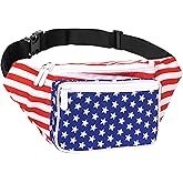 American Flag - 4th of July Fanny Pack Belt bag - Crossbody Waist Bag for Men or Women - Hands-Free, Waterproof Large Bumbag for Hiking, Running, and Travel