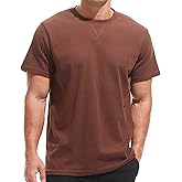 VEIISAR Men's Mini Waffle Knit Crew Neck T-Shirt - 210gsm Ultra-Fine Textured Cotton Tee - 1mm Micro Grid Breathable Top