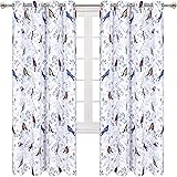 VERTKREA Bird Window Curtain, Floral Birds Window Curtains, Branch Drapes, Botanical Plant Twig Grommet Window Curtain for Room, Set of 2 Panels, 52 x 63 Inches, Blue