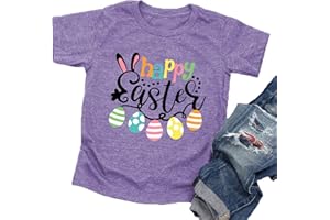 VVNTY Happy Easter T Shirt Toddler Baby Girls Boys Bunny Rabbit Graphic T-Shirt Easter Egg Letter Print Tees Tops
