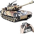 Supdex 1:18 RC Tank, 2.4Ghz Russian T-90 Remote Control Tank Model Toy That Shoots BBS and Water Bombs, Army Toys with Smoke, Sound, Recoil, Military RC Vehicle for Adults and Kids 6+ Year Old