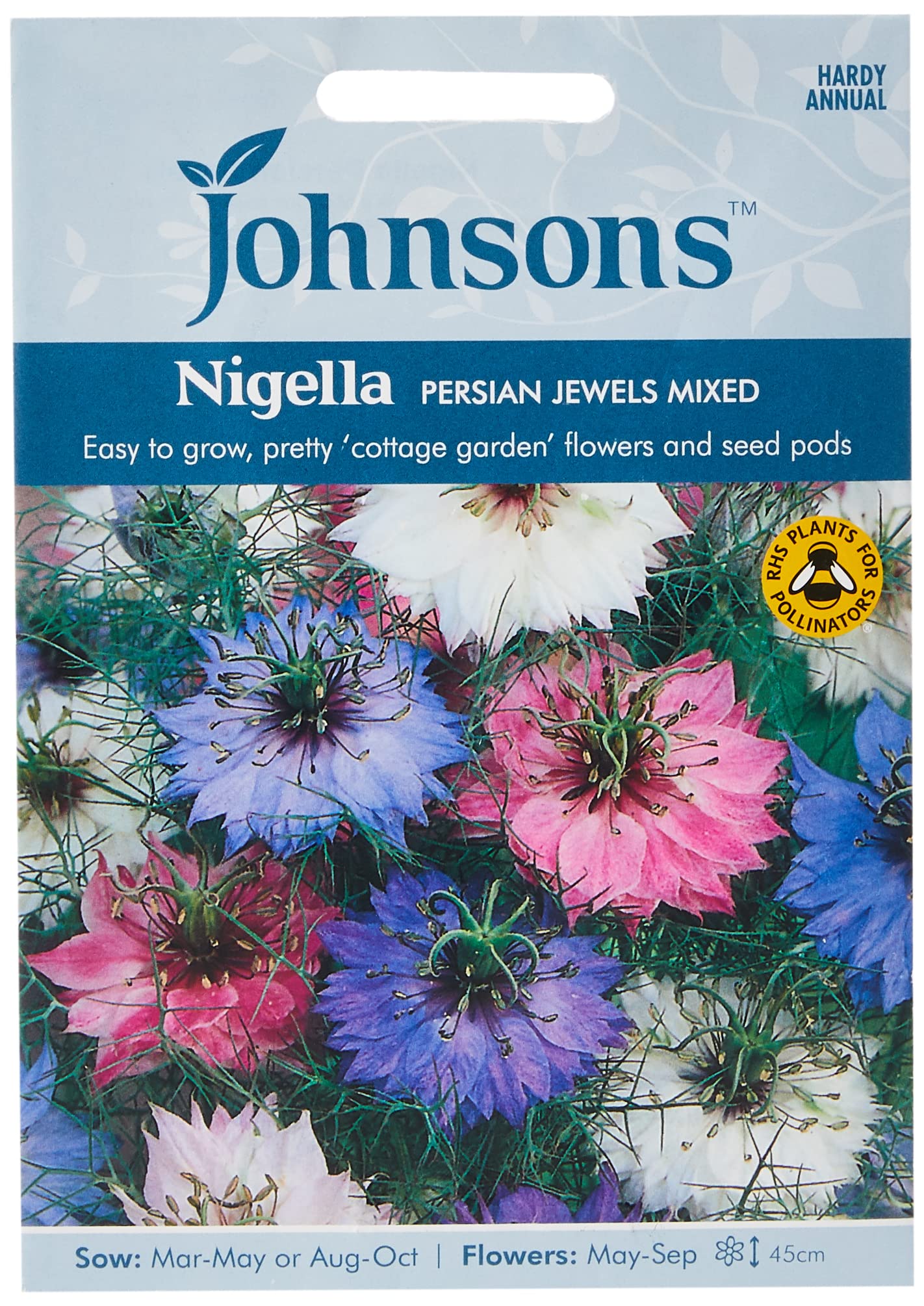 Johnsons 14275 Flower Seeds, Nigella Persian Jewels Mixed