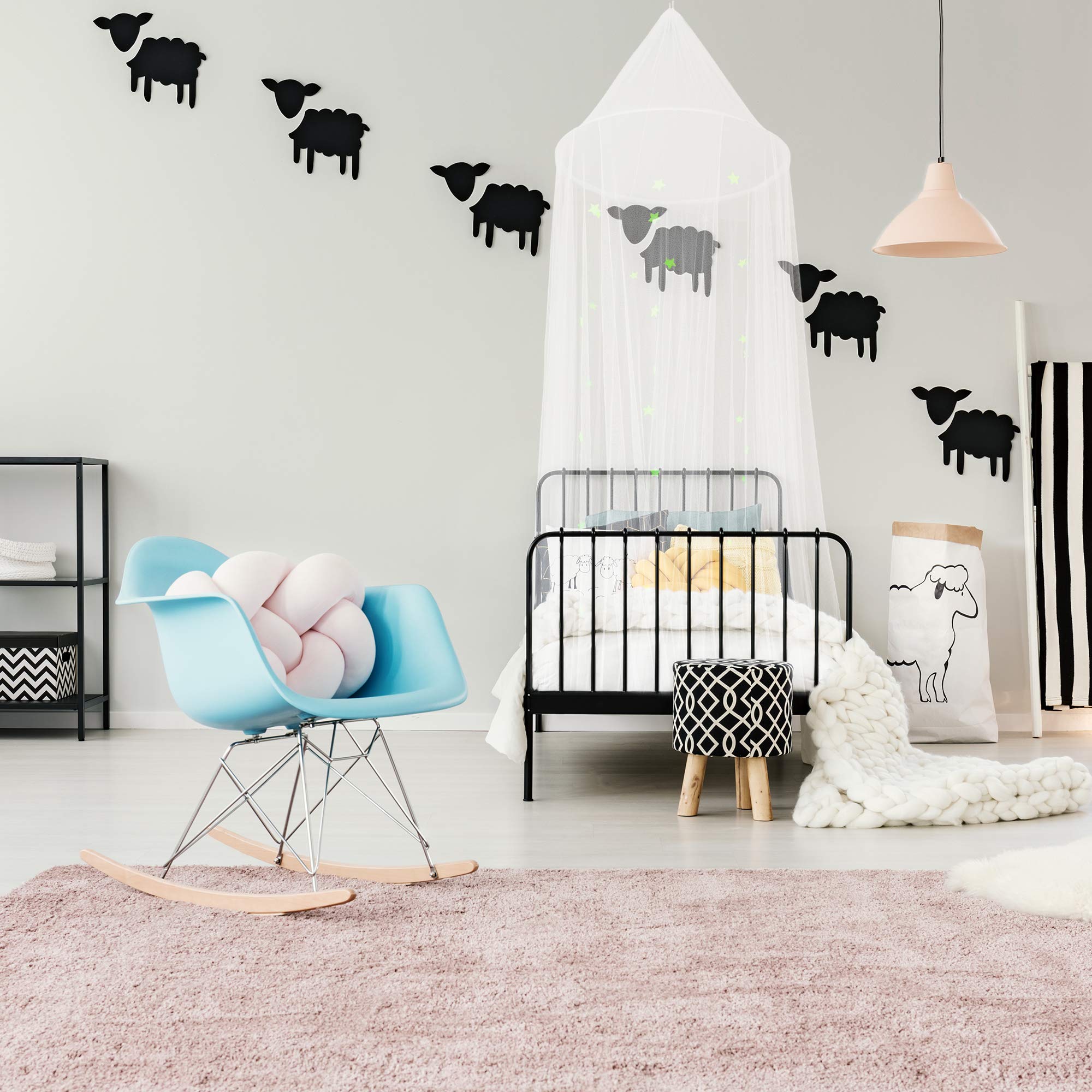 Selqual Mosquito Net Curtain with Fluorescent Stars, Glow in Dark Bed Canopy Dome for Adults, Girls, Boys & Babies, Bed Netting for Single to King Size, Bedroom Decor Play Tent with 20 Extra Stars