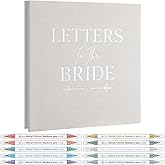 Amyhill Letters to the Bride Scrapbook 10 Inch Bride Memory Book Photo Album Linen with 10 Metallic Markers 20 Sheets Bridal DIY Scrapbook for Wedding Engagement Bridal Shower Gifts Party Supplies