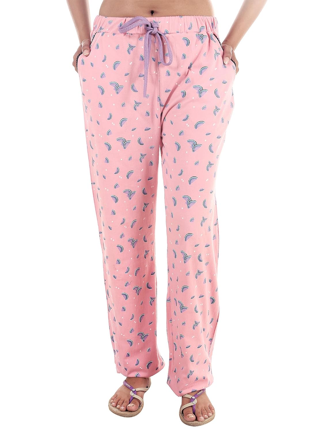 9teenagain women's hosiery night pyjama (pink floral print)