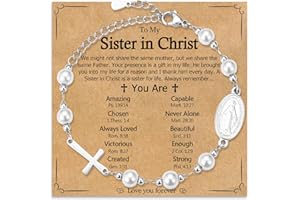 WIKHIA Pearl Cross Charm Bracelet for Girls, Baptism First Holy Communion Confirmation Easter Gifts for Teens Girls Kids, Catholic Religious Christian Jewelry for Goddaughter