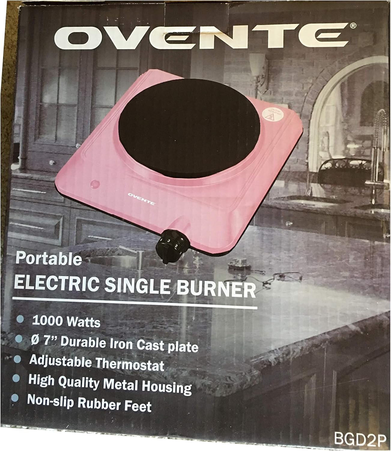 Ovente Portable Electric Single Burner - Pink