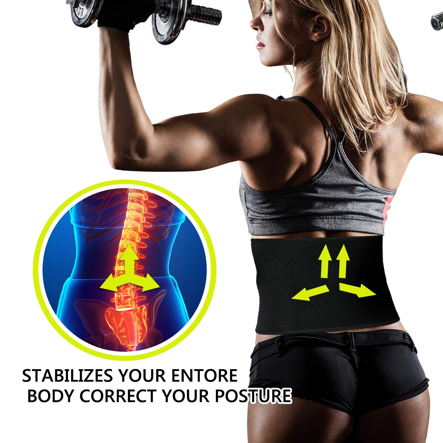 Emooqi Waist Trimmer Belt, Waist Trainer Belt Adjustable Slimming Belt