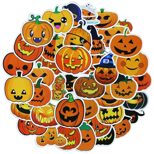 CHEERYMAGIC Halloween Stickers, Halloween Pumpkin Stickers, Funny Pumpkin Expressions Stickers Waterproof Halloween DIY Art Crafts Kits for Halloween Party Pumpkin Decorations A9NGTYTZ