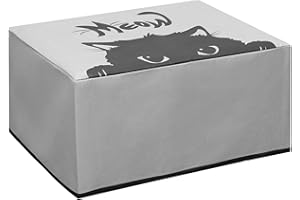 kwmobile Dust Cover Compatible with Canon Pixma TS5150 / 5151 / MG 2555 - Printer Case - Grey/Black - Meow Cat