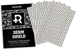 Recovery Aftercare Derm Shield Tattoo Cover Up Patch - Latex-Free & Waterproof Tattoo Aftercare Bandage - Transparent Matte Film - Promotes Healing & Skin Renewal - 5.9 x 7.9 Inches, 10 Pack