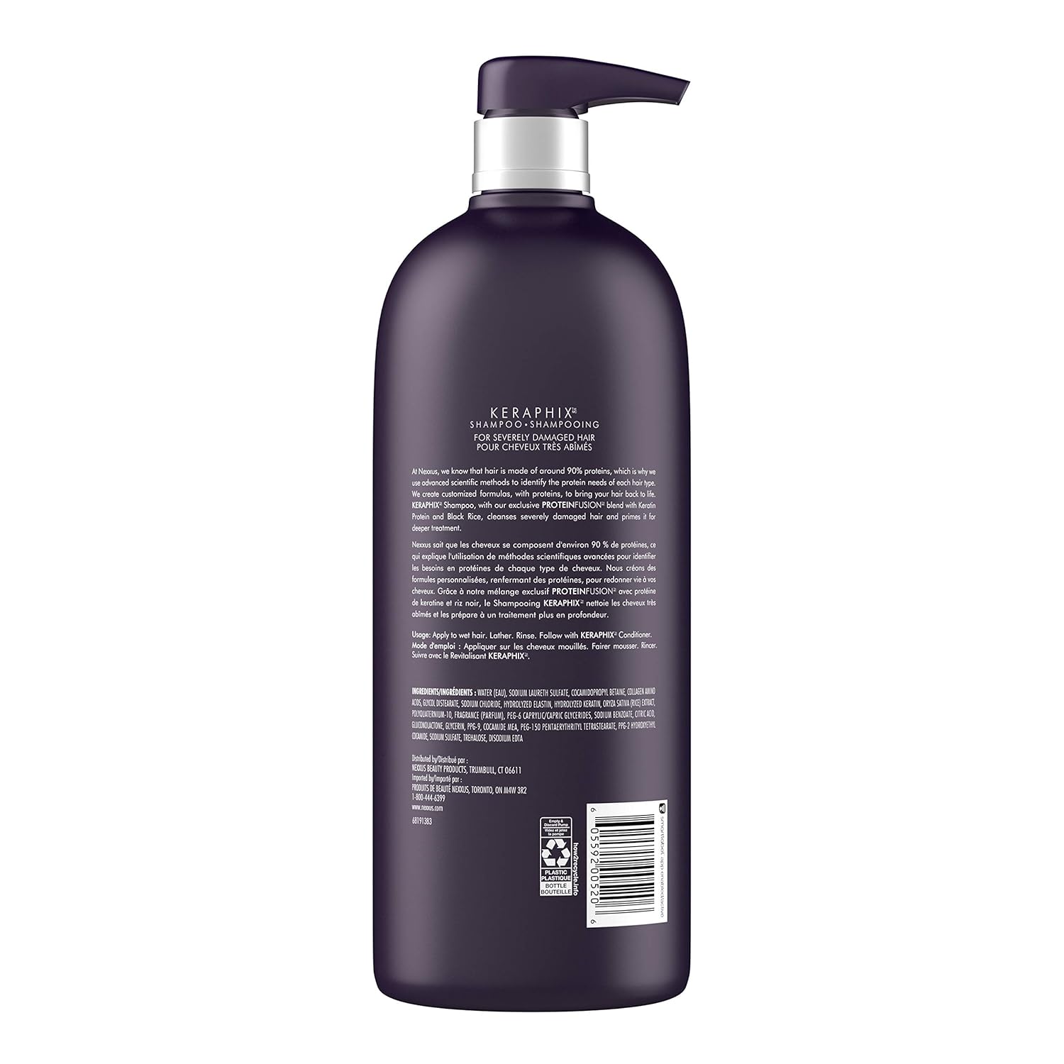 Nexxus Keraphix Shampoo for Damaged Hair With ProteinFusion Keratin Protein, Black Rice, Silicone-Free 33.8 oz : Beauty