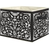 uinwk Halloween Gothic Witchy Storage Bins, Dark Academia Witchcraft Magic Moon Skull Collapsible Storage Box Laundry Basket with Handle for Home Bedroom Bathroom Office Clothes Books