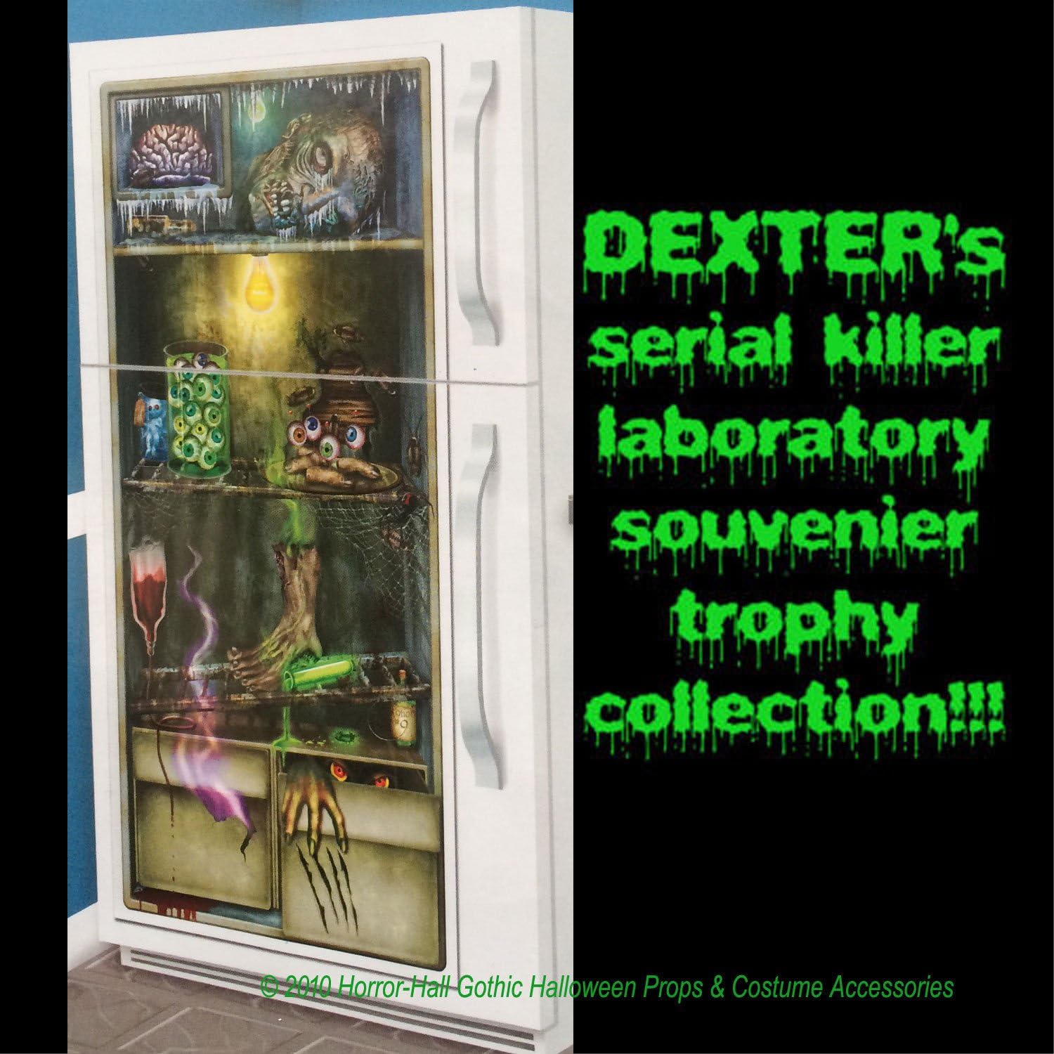 Zombie Laboratory Horror Refrigerator Door Cover Scary Halloween Prop Decoration