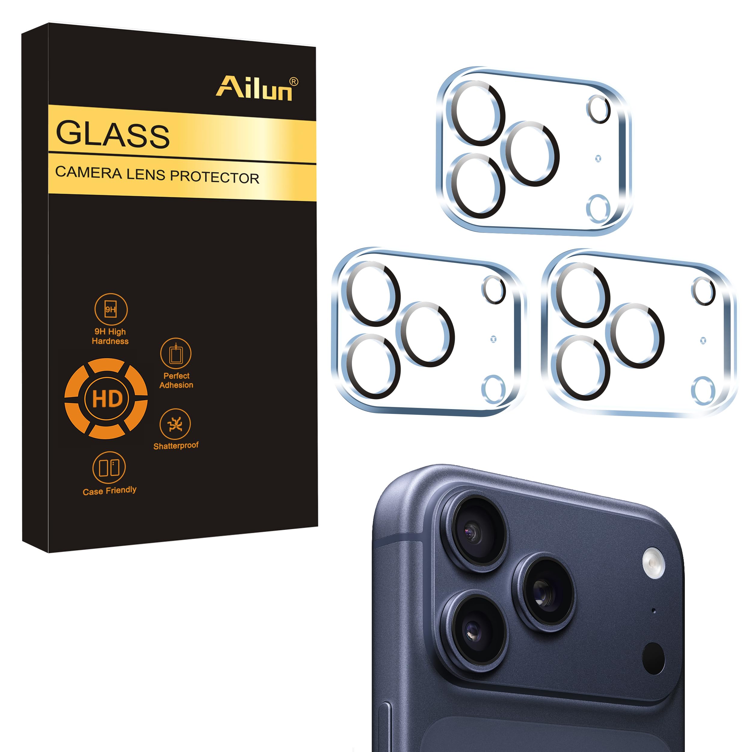 Photo 1 of Ailun 3 Pack Camera Lens Protector for iPhone 17 Pro,Tempered Glass,9H Hardness,Ultra HD,Anti-Scratch,Case Friendly,Does not Affect Night Shots[Not for iPhone 17/17 Pro Max/iPhone Air]