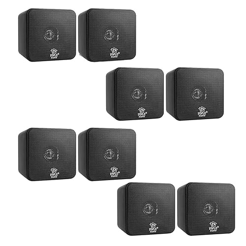 Pyle PCB4BK Full Range Inch 200 Watt Mini Cube Bookshelf Stereo