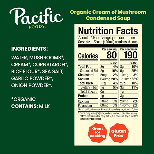 PACIFIC FOODS ORGANIC CREAM OF MUSHROOM SOUP, 10.5 OZ CAN
