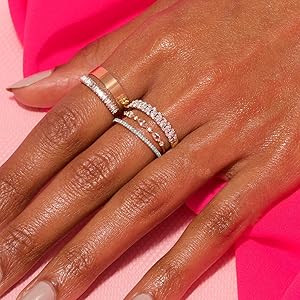 8pcs 14k Golden Plated Stacking Ring Set For Women Teen Dainty Thumb Stackable Rings Golden Silvery Heart Cz Non Tarnish Rings Plain Band Size 4-11 | Great Deals
