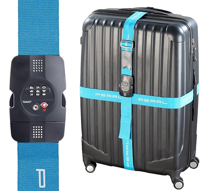 PEARL Kreuzkoffergurt: Kreuz-Koffergurt mit TSA-zertifiziertem Zahlenschloss, 5 x 400 cm (Kofferband Kreuz)