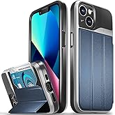 VENA Wallet Case Compatible with Apple iPhone 13 (6.1"-inch), vCommute (Military Grade Drop Protection) Flip Leather Cover Card Slot Holder with Kickstand (Blue)