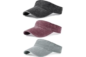 QLAUCA 3 Pack Sun Visors for Women Men Cooling Lightweight Sports Sun Hats Adjustable Twill Cotton Run Visor