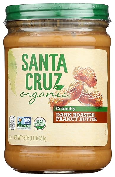 SANTA CRUZ ORGANICS CRUNCHY DARK ROASTED PEANUT BUTTER, 16 OUNCE