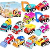 Car Toys for Ages 3-5 Kids, 12pcs Pull Back Cars Truck Vehicles Set for Boys Girls, Mini Assorted Construction Vehicle Toy Party Favors, Potty Training Reward for Kids