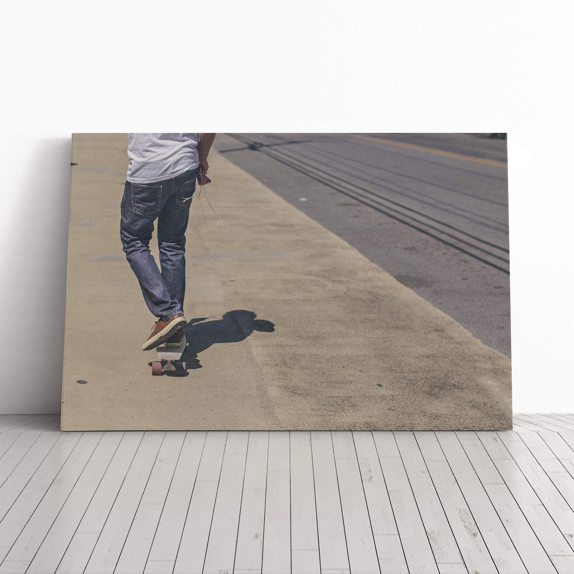 Skateboarder Canvas Print | Gallery Wrapped 30mm Frame Wall Art | 20x14 inches | Ready to Hang | Modern Picture | Living Room Bedroom Lounge Office