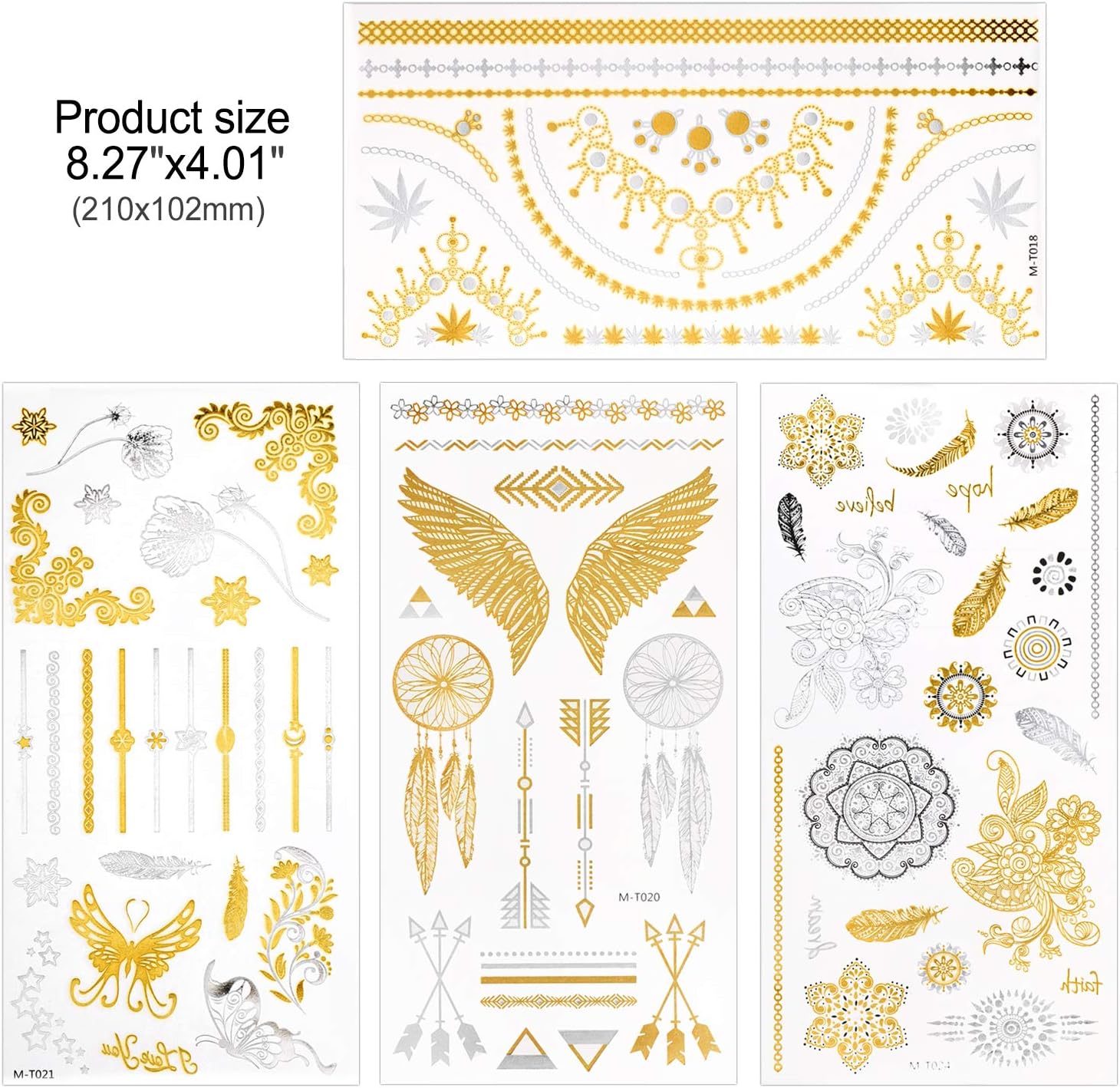 Konsait 12 Sheets Metallic Temporary Tattoos - Image 5
