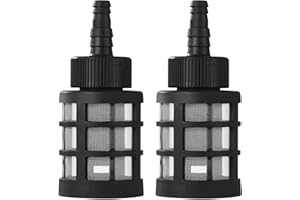 OPZOUR 2 Pack Household Hose Filters, Fit 3/8" to 1/2" ID. Hoses, 60 Mesh Stainless Steel Inlet Strainer (1.77Inch / 45mm OD.) with Check Valve for Sprayers, Car Washers, Oil Pumps, and Industrial Equipment