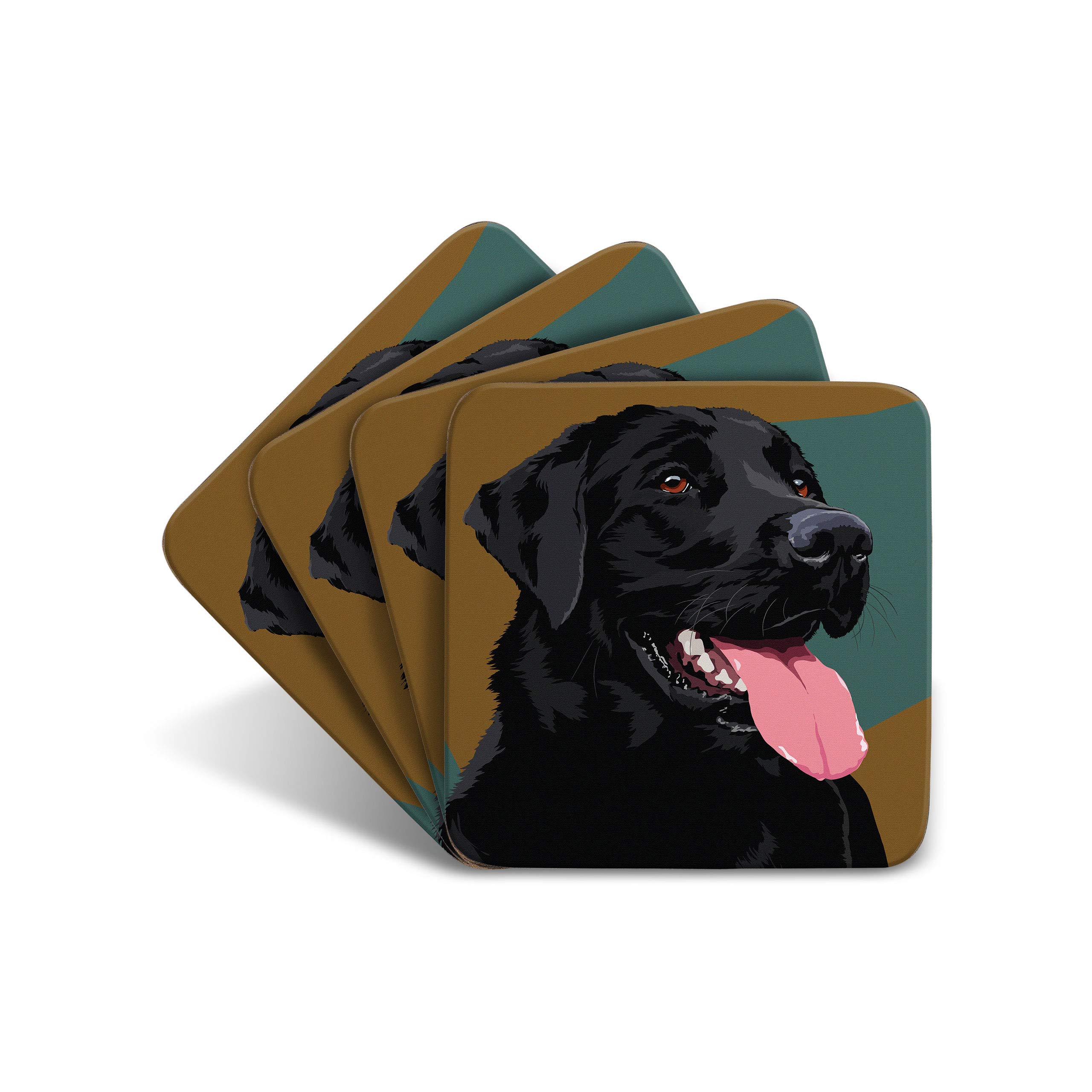 Black Labrador - Set of 4 Coasters - Leslie Gerry Animal Gifts