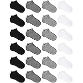 URATOT 24 Pairs Kids' Low Cut Socks - Boys' or Girls' Half Cushion Athletic Ankle Socks