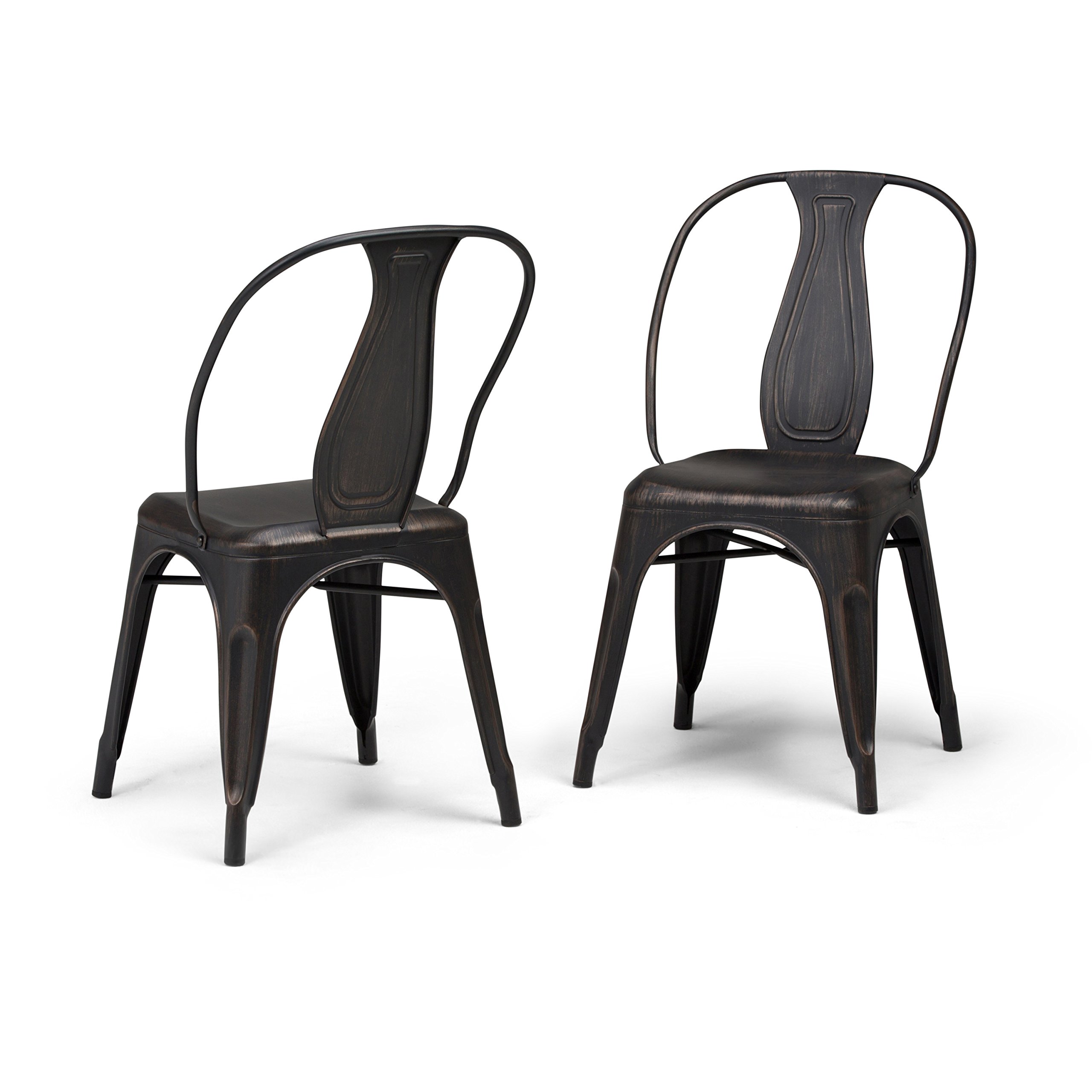 Simpli Home Merritt Industrial Metal Dining Arm Chair (Set of 2) in