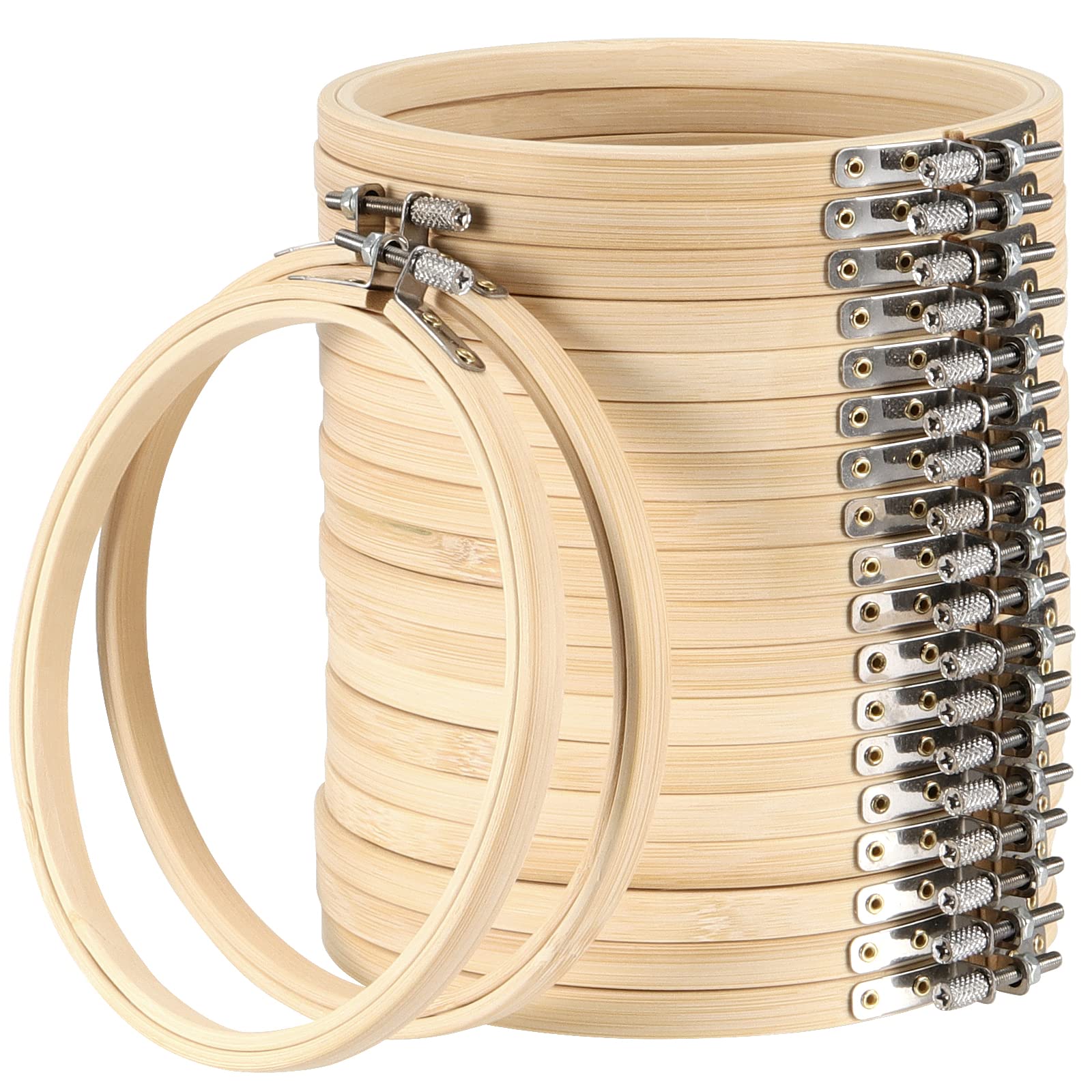 SEUNMUK 20 Pack 6 Inch Embroidery Hoop, Round Wood Bamboo Hoop Cross Stitch Hoop Ring DIY Supplies for Arts, Crafts, Handy Sewing, Home Decoration