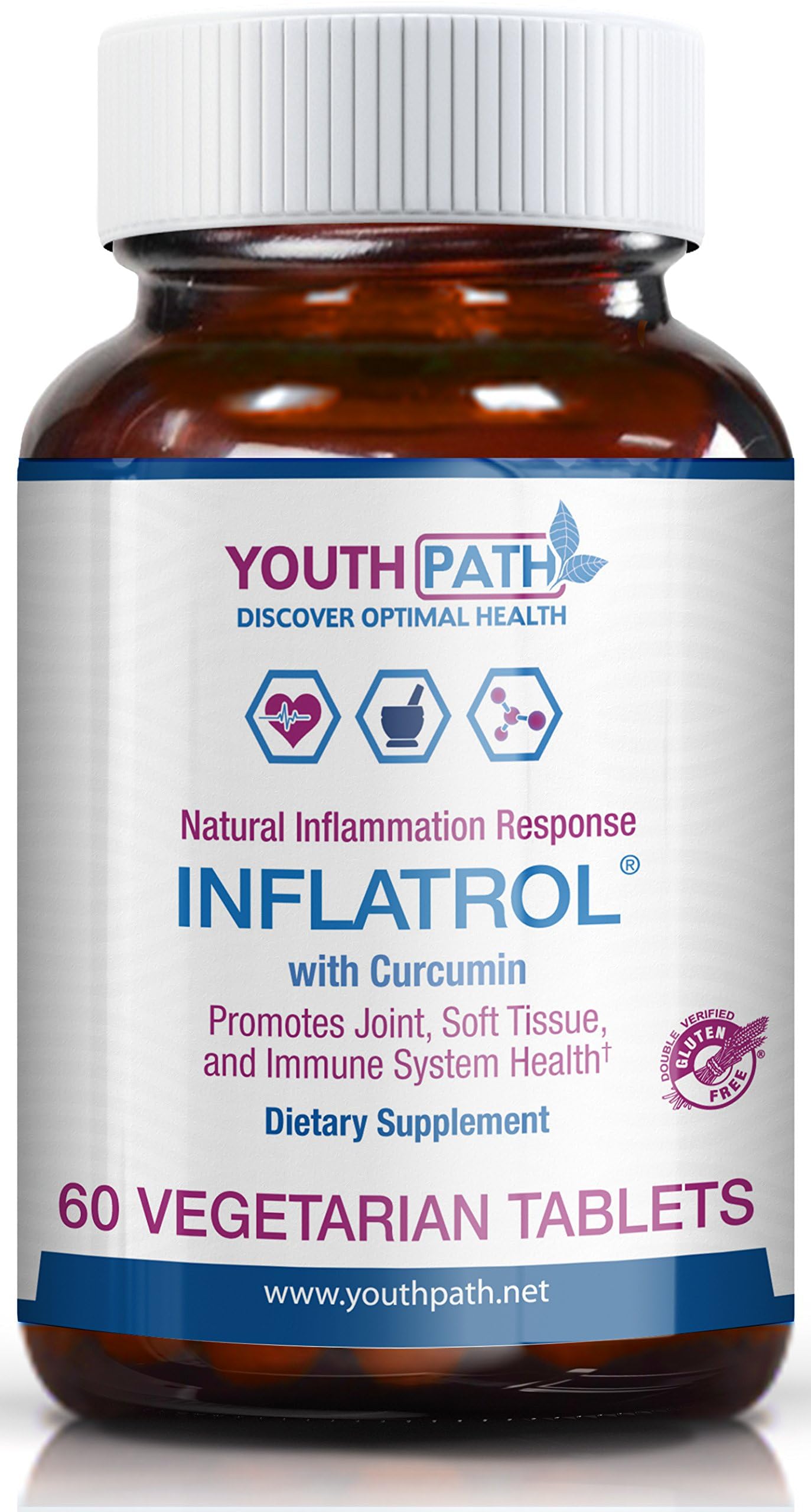 Inflatrol with Curcumin (by Youth Path) - Promotes Joint, Soft Tissue & Whole Body Inflammation Response - 60 Vegetarian Tablets