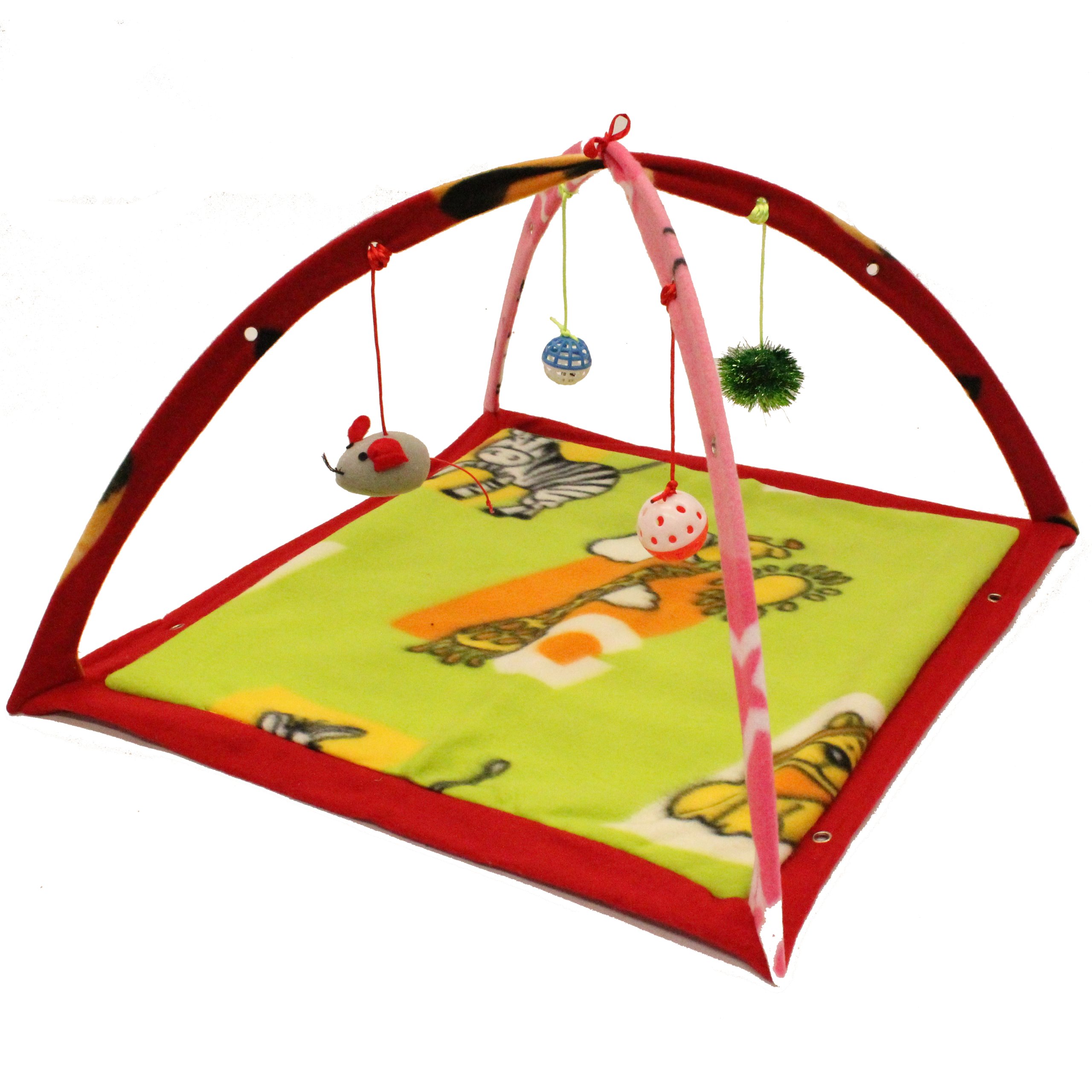 Mool Cat Kitten Soft Play Mat Activity Centre with 4-Hanging Toys Animal, 60 cm
